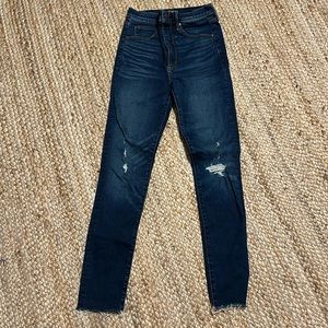 Abercrombie & Fitch Ultra High Rise Super Skinny Jeans Size 27 4 Raw Hem c3